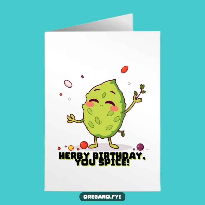 Free Printable Giggling Oregano Birthday Card: Funny Herb Duo Downloadable Gift