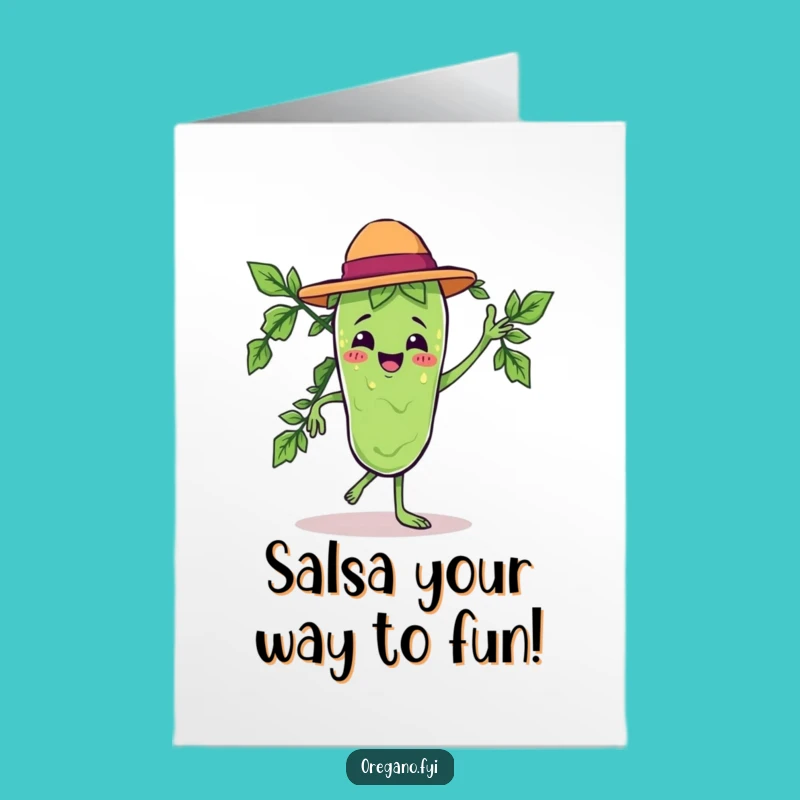 Fiesta Fun Free Printable Birthday Card: Dancing Oregano Salsa Style