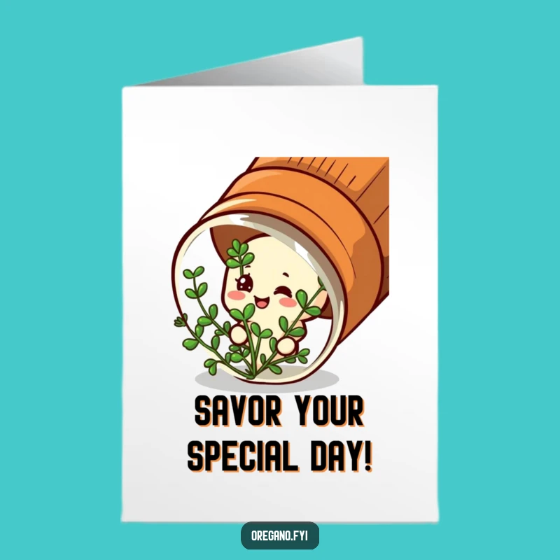Satisfied Free Printable Birthday Card: Oregano in Jar - Tasty Wishes!