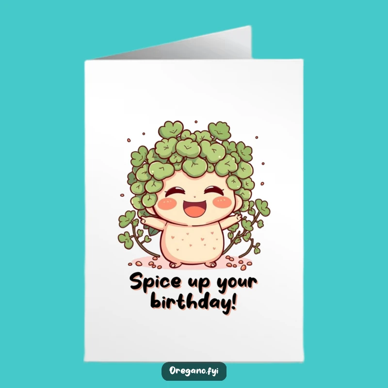 Free Printable Laughing Oregano Birthday Card: Funny Herb Downloadable Gift