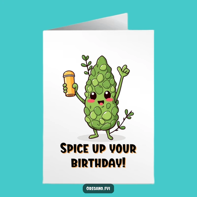 Free Printable Birthday Card: Triumphant Oregano, Spice Shaker, Downloadable Celebration