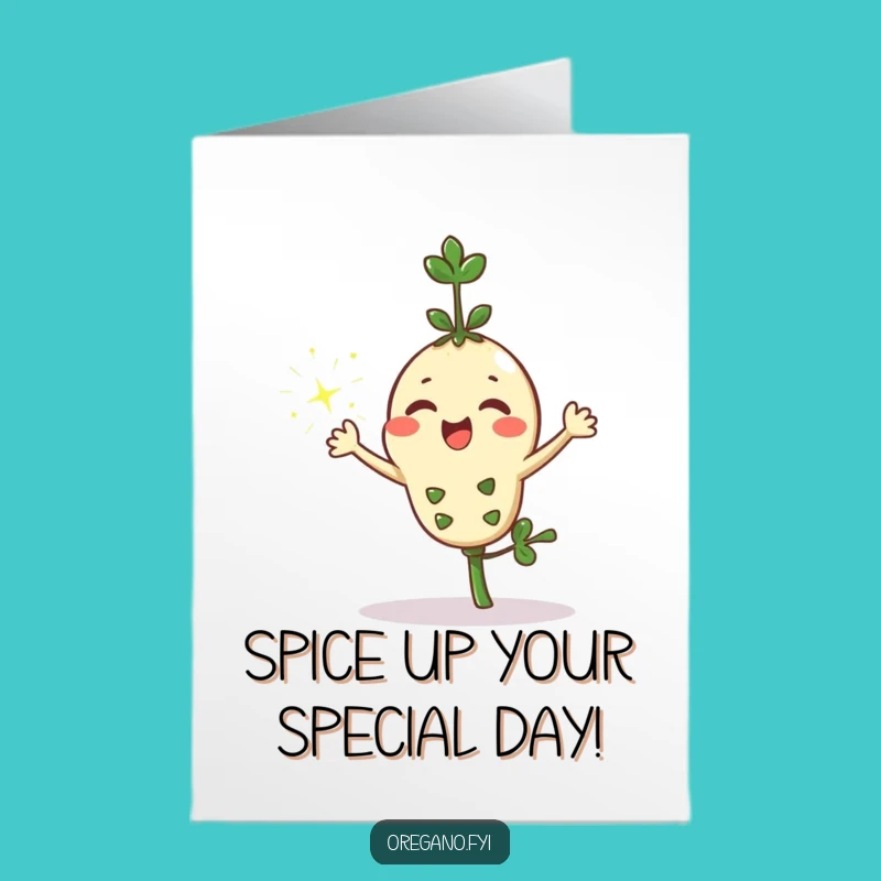 Free Printable Birthday Card: Funny Kawaii Oregano Sprinkling Sparkles Gift