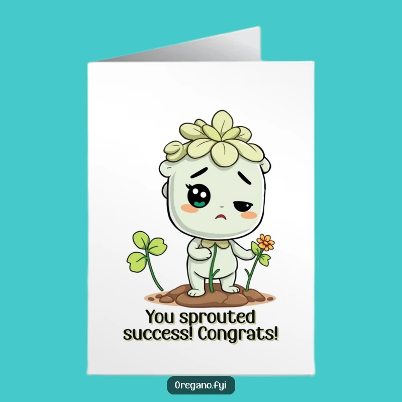 Free Printable Congrats Card: Determined Oregano, Sprouting Flower, Downloadable!