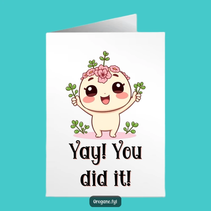 Free Printable Congrats Card: Kawaii Oregano Cheers Your Success!