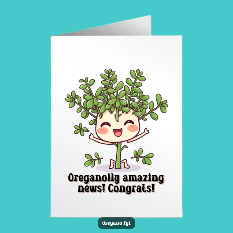 Free Printable Congrats Card: Wiggling Oregano, Happy Herb Greeting, Downloadable!