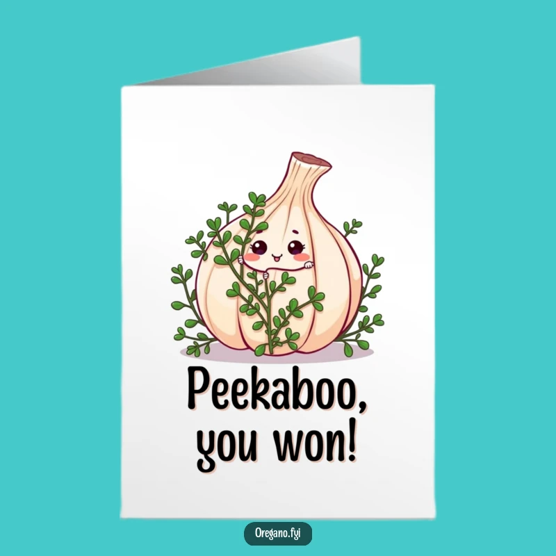Free Printable Congrats Card: Kawaii Oregano's Peek-a-Boo Surprise Win!