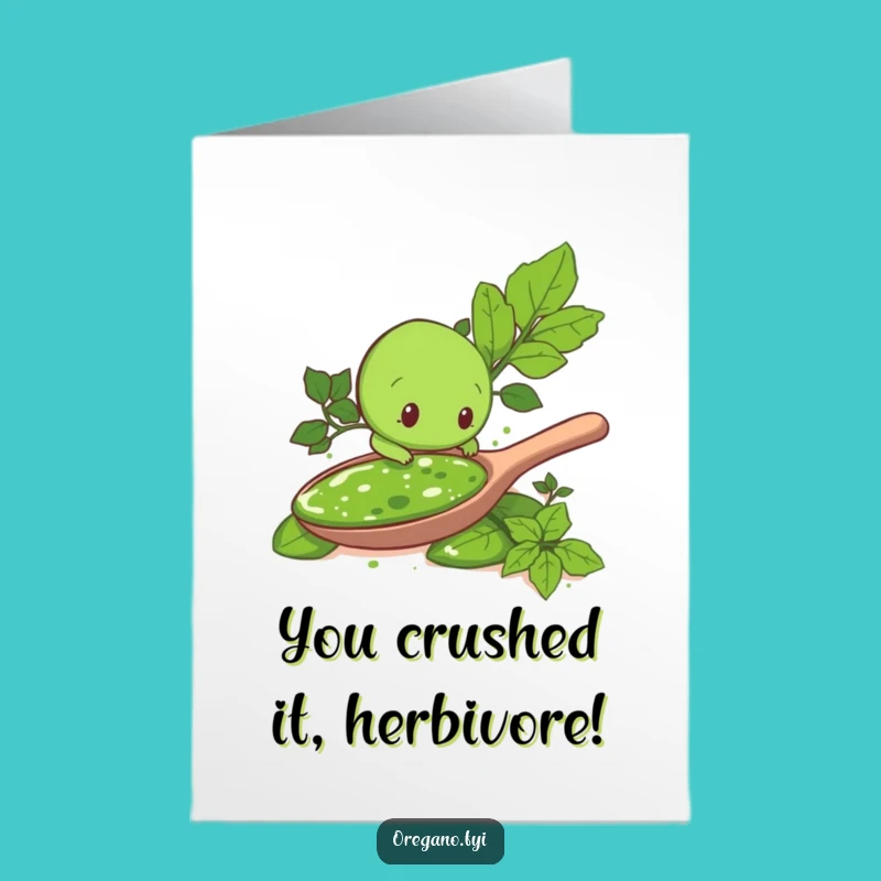 Free Printable Congrats Card: Humorous Pesto Oregano Leaf, Downloadable Gift for Celebrations