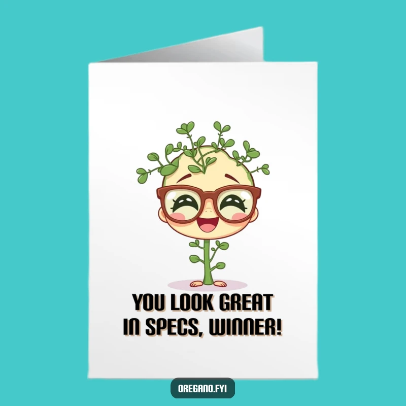 Congrats Free Printable Card: Giggling Oregano in Funny Glasses