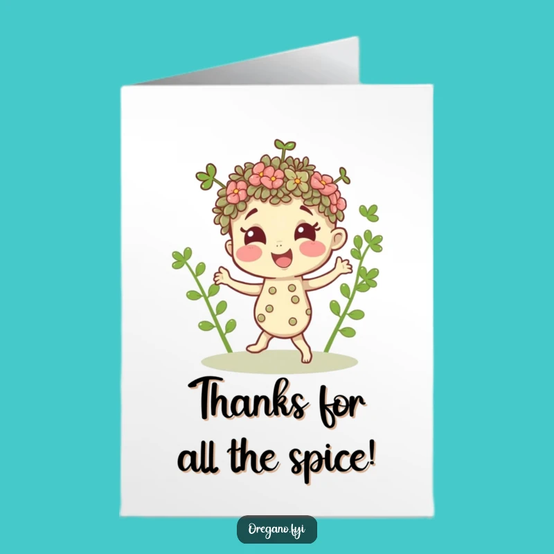 Free Printable Dancing Oregano Thank You Card - Cheerful Downloadable Gift for Gratitude!