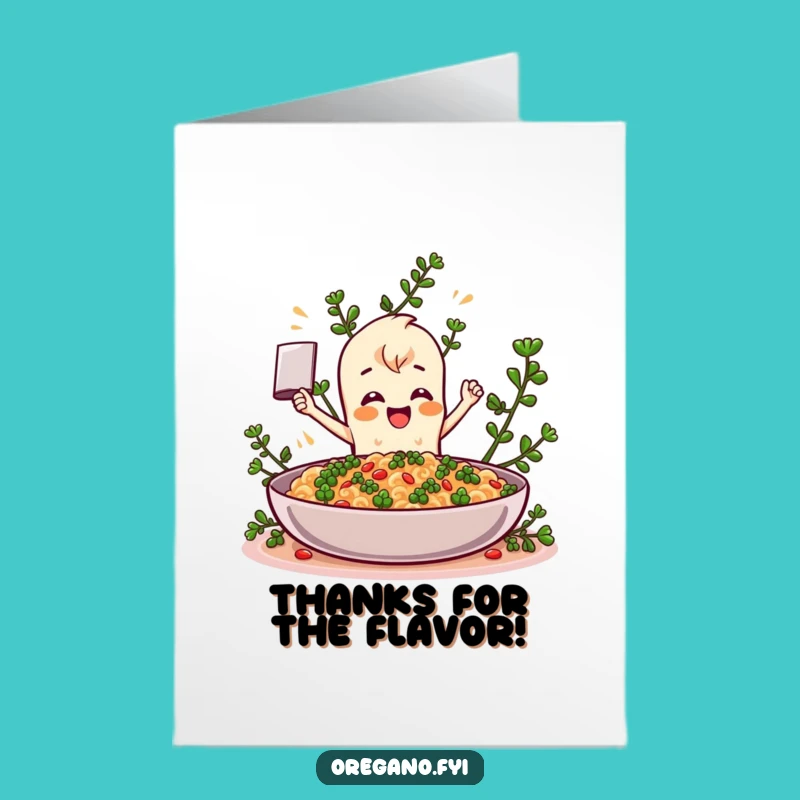 Free Printable Thank You Card: Funny Oregano Character Expressing Gratitude