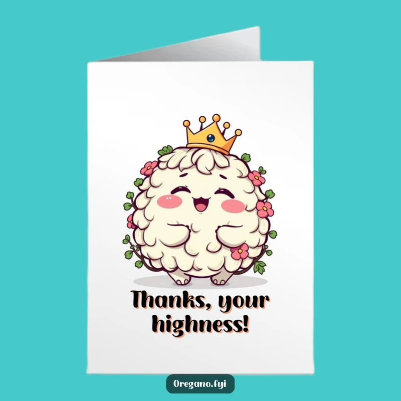Free Printable Thank You Card: Giggling Crowned Oregano for Royal Thanks