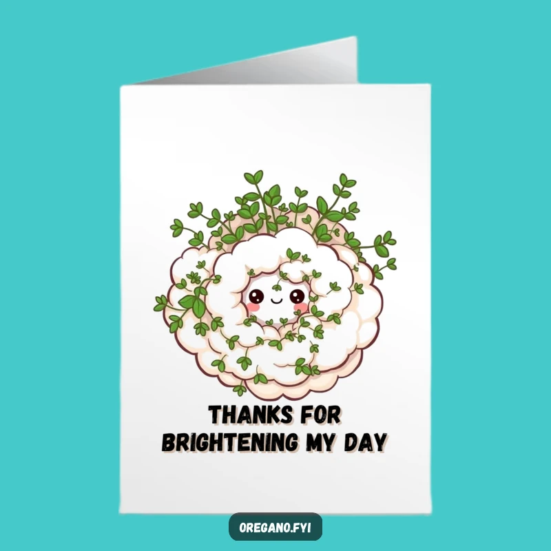 Free Printable Thank You Card: Happy Oregano Cloud, Amusing Downloadable Gift for Gratitude