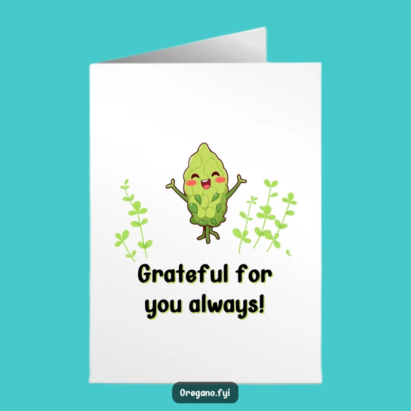 Free Printable Thank You Card: Dancing Oregano Expresses Cheerful Gratitude