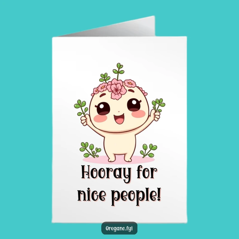Free Printable Thank You Card: Kawaii Oregano Cheers Your Kindness!