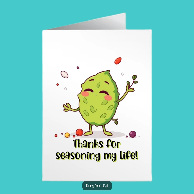 Free Printable Thank You Oregano Card: Funny Juggling Herb Gratitude Download