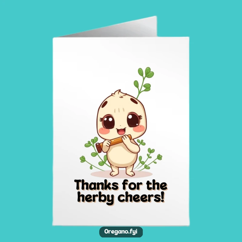 Free Printable Thank You Card: Oregano Panpipe Herb - Whimsical Downloadable Appreciation Gift!
