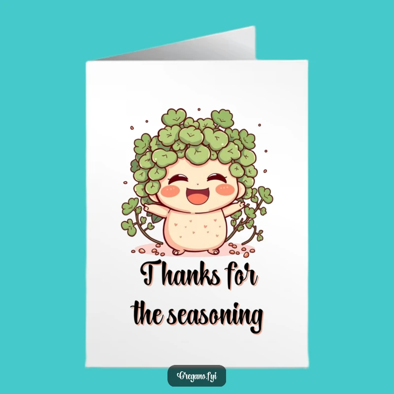 Free Printable Laughing Oregano Thank You Card: Funny Herb Downloadable Appreciation