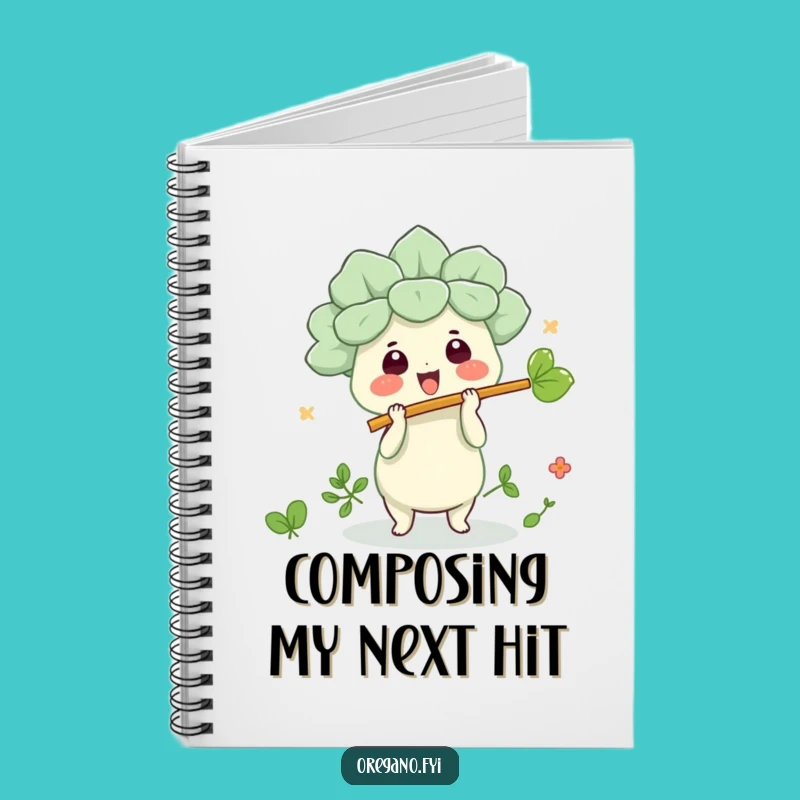 Funny Kawaii Oregano Leaf Flute Notebook, Journal Your Hilarious Thoughts