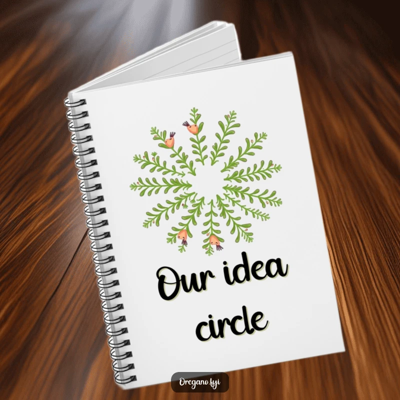 Funny notebook: Happy oregano sprigs dance in a fragrant circle, perfect for jotting ideas.