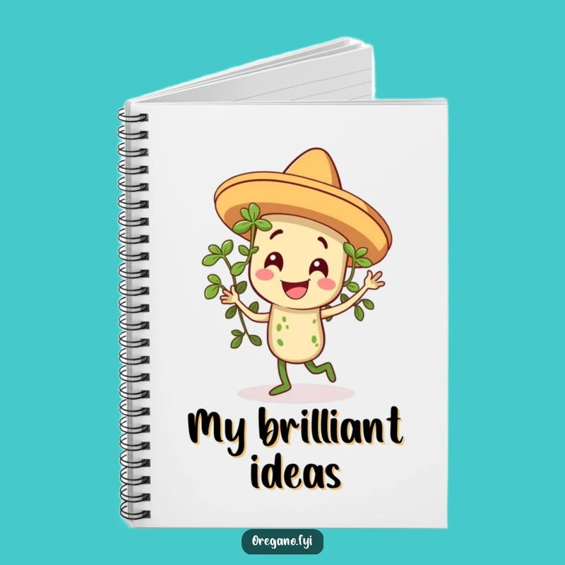 Funny Sombrero Oregano Dancing Notebook, Herb Journal for Creative Ideas
