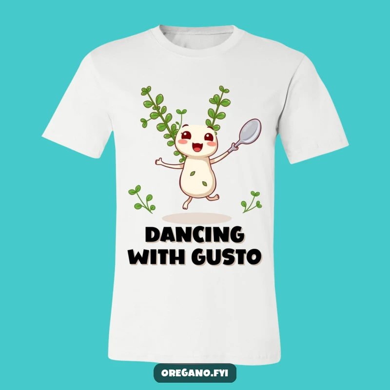 Funny Oregano T-Shirt: Happy Dancing Kawaii Herb Chef Gift