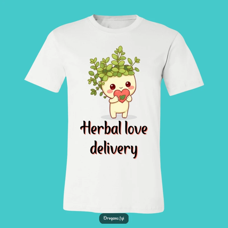 Funny Kawaii Oregano Heart T-Shirt: Leafy Love Herb Tee Gift