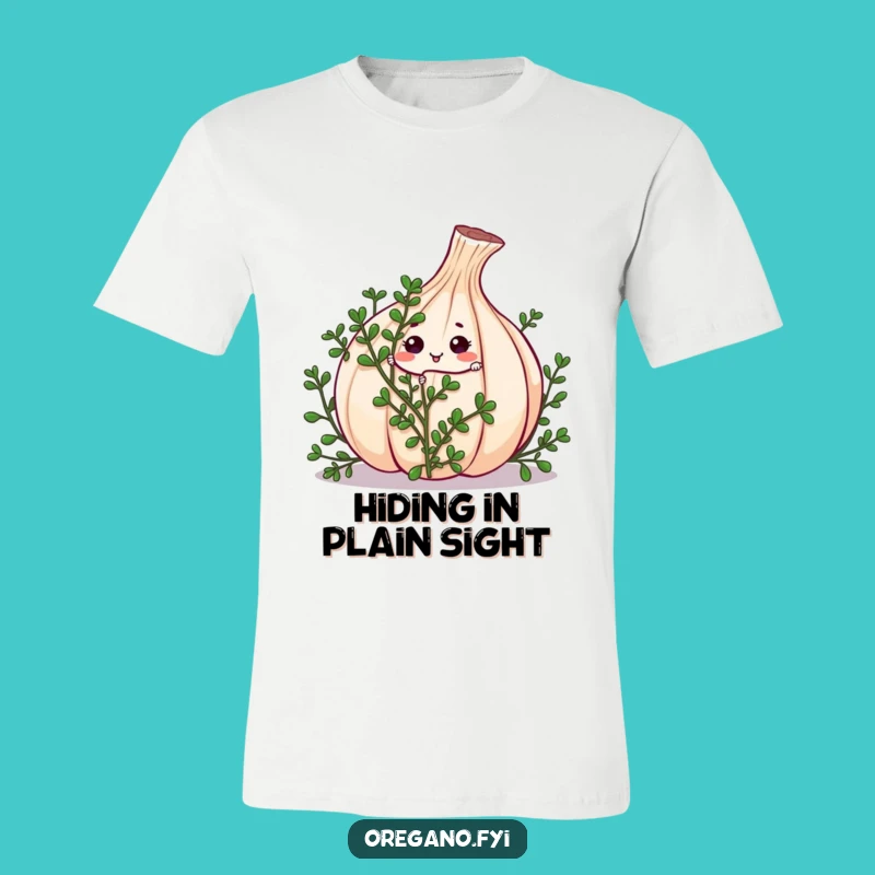 Funny Kawaii Oregano Peek-a-Boo T-Shirt: Herb Hiding Game, Hilarious Gift Idea
