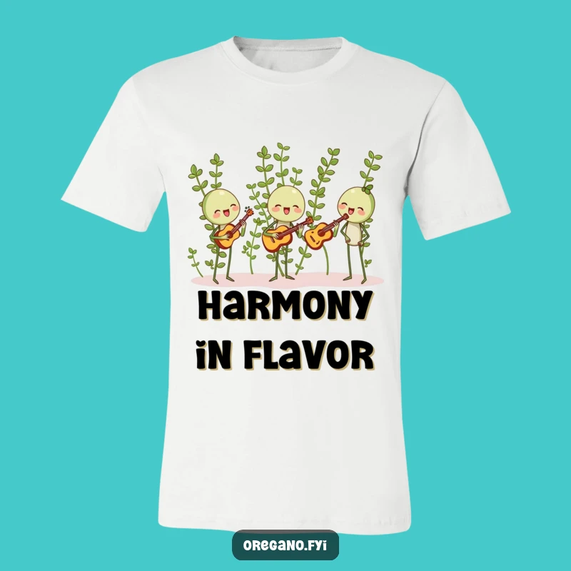 Funny Oregano Band T-Shirt: Harmonizing Herbs, Music Lover Tee