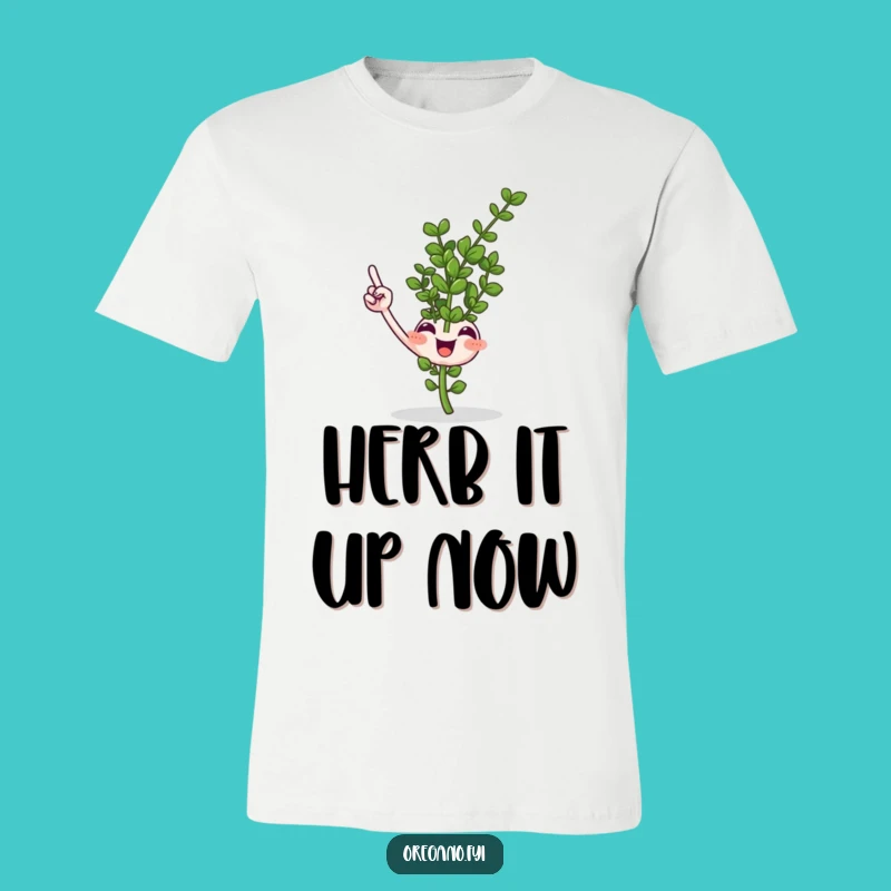 Funny Oregano Sprig Pointing T-Shirt Show Your Culinary Direction Hilariously