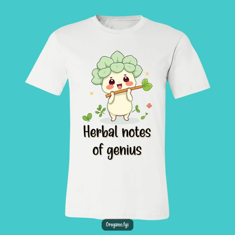 Funny Kawaii Oregano Leaf Flute T-Shirt, Amazing Herbal Music Tee Gift