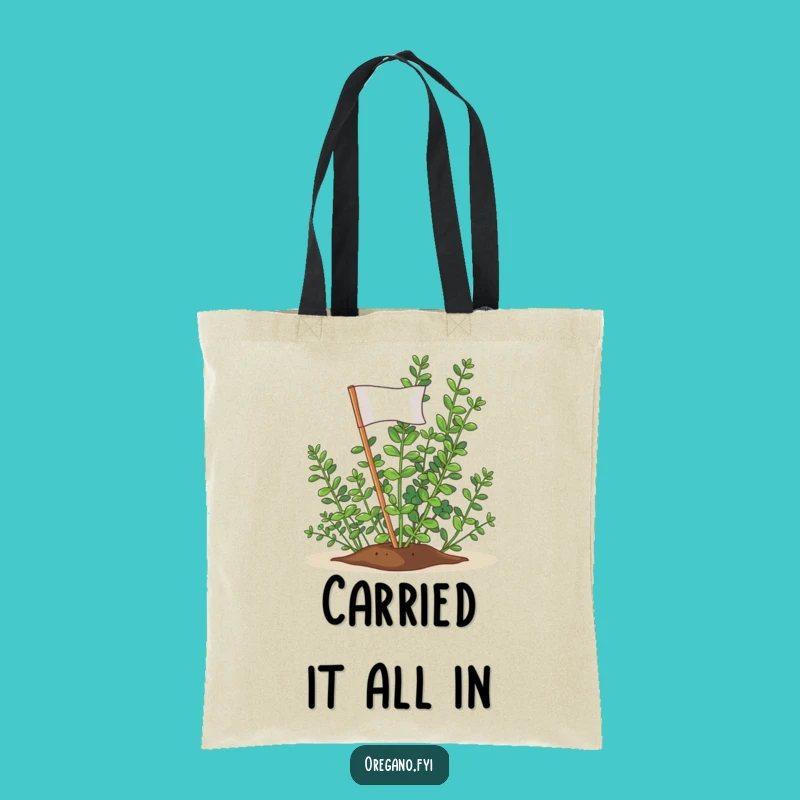 Funny Oregano Victory Flag Tote Bag: Carry Your Triumphs with Herbaceous Flair!