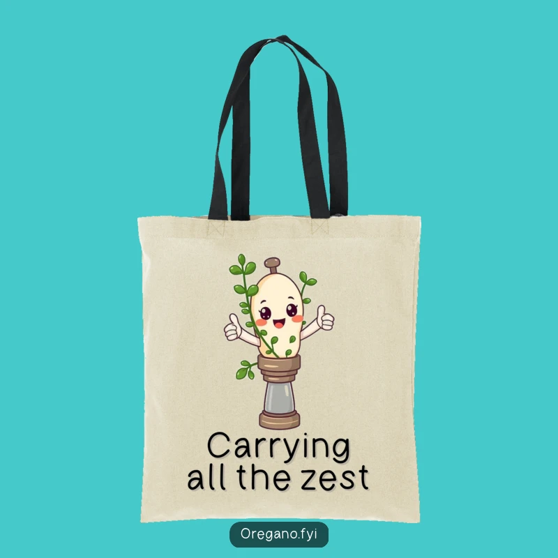 Funny Kawaii Oregano Pepper Mill Tote Bag - Stylish & Humorous Herb Carryall
