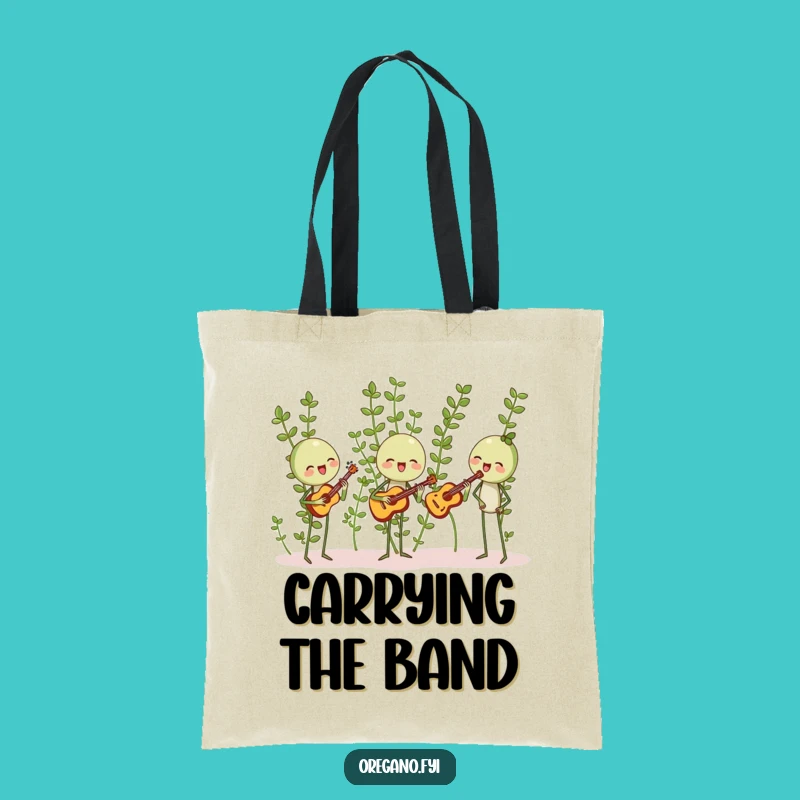Funny Oregano Band Tote Bag: Harmonizing Herbs, Perfect Carry-All