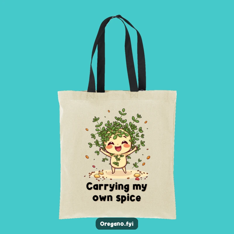 Funny Oregano Tote Bag: Scattering Kawaii Herb Accessory for Groceries